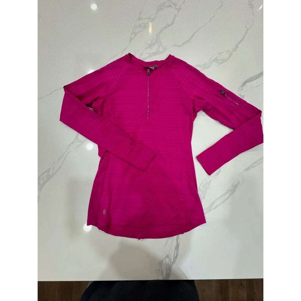 Athleta Pacifica UPF 50 Pink 1/2 Zip Long Sleeve Pullover Workout Swim Top Sz S - Picture 3 of 9